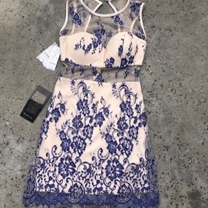 Bebe Mesh and Lace Open Back Dress - Size XS